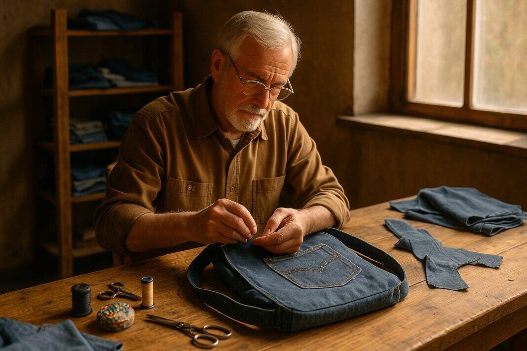 Aus Jeans wird Lieblingsstück: Opa näht mit Herz